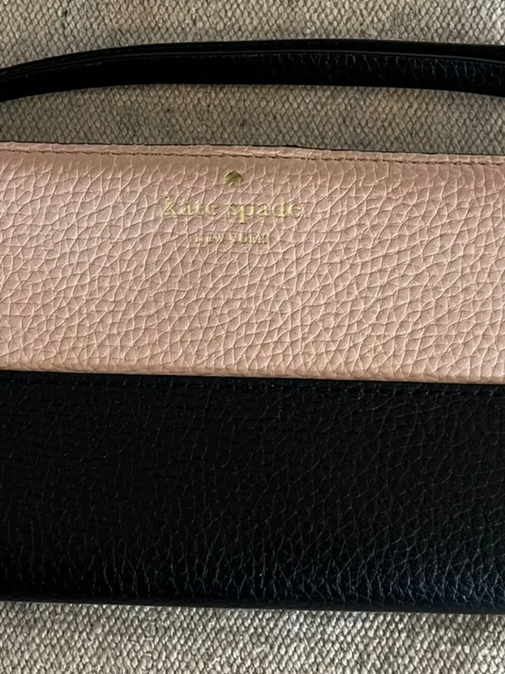 Kate Spade New York Lane Anika Blush/Black Pebbled Leather Shoulder Bag W/Wallet